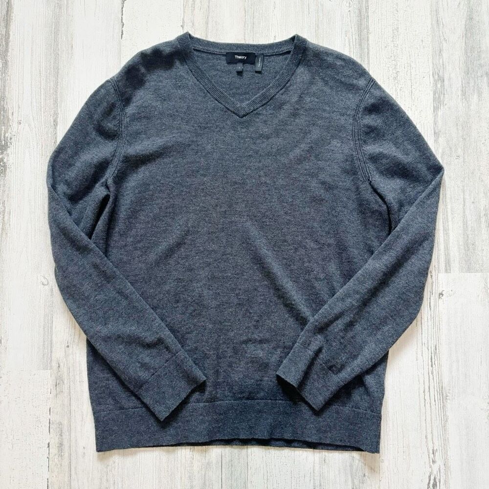 Theory Riland V P Harman Merino Wool V Neck Sweater Size L